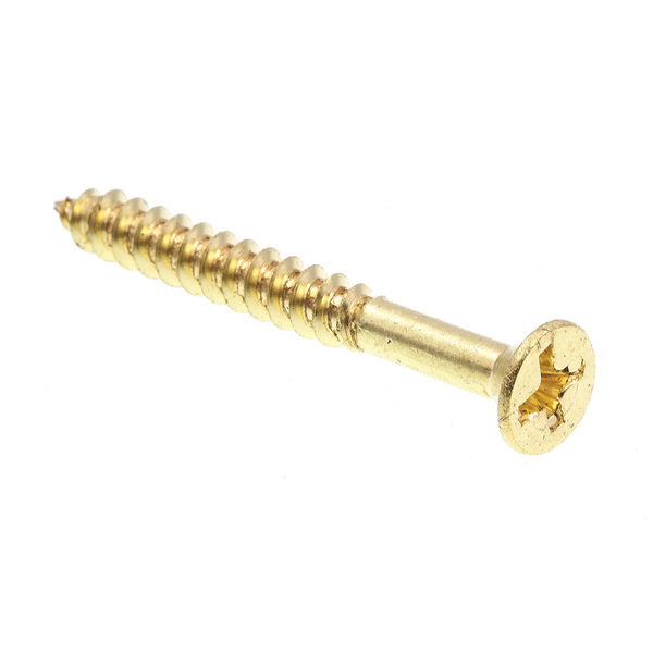 Prime-Line Wood Screw, Flat Head, Phillips Drive #8 X 1-1/2in Solid Brass 25PK 9035242